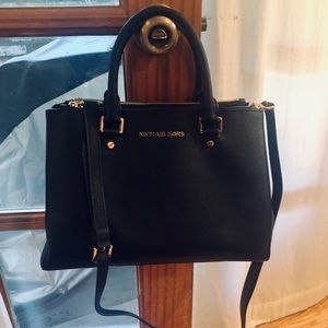 Michael Kors Black Kellen Saffiano Leather Satchel